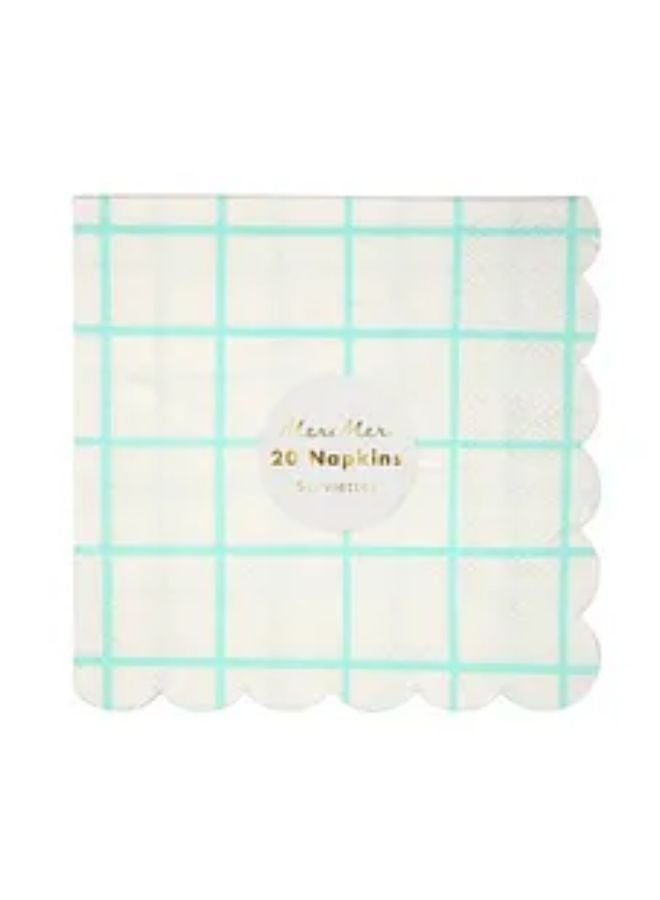 Large Mint Grid Napkins
