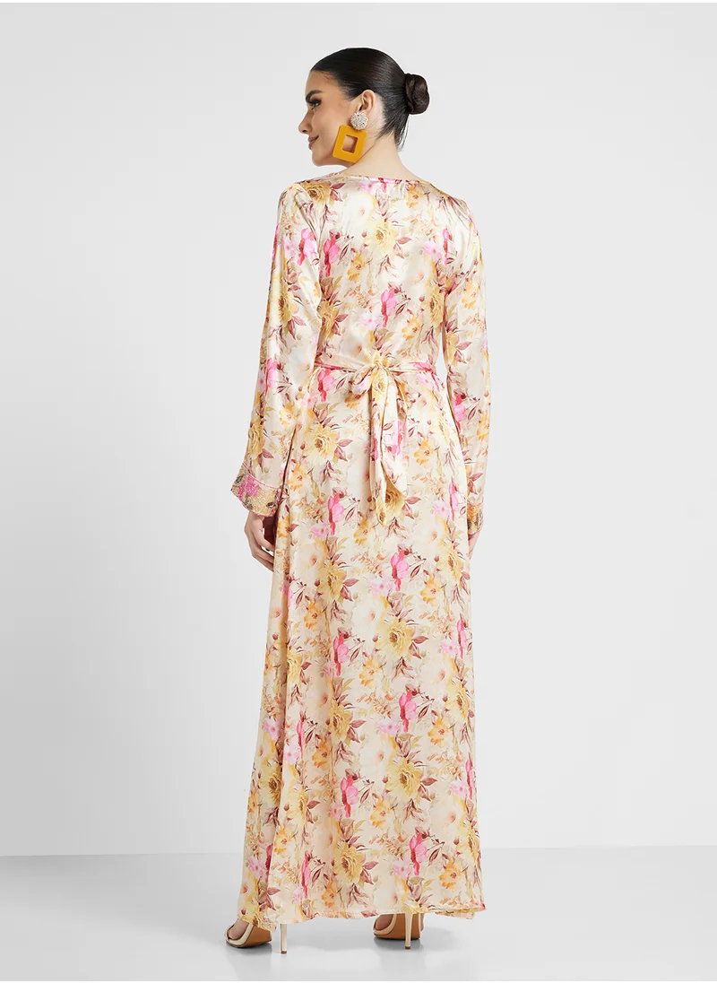 ارابيان كلوزيت Embellished Belted Jalabiya