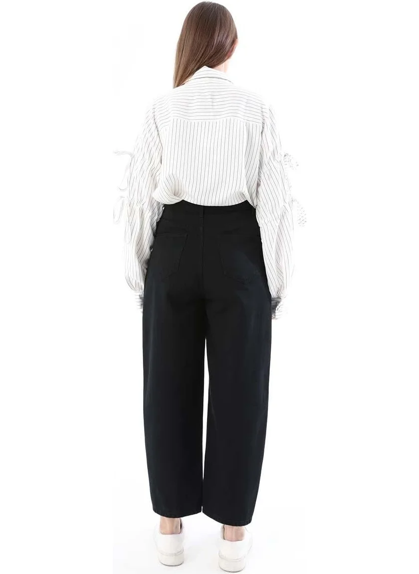 Allday BLACK-100% Cotton Slouchy Pants