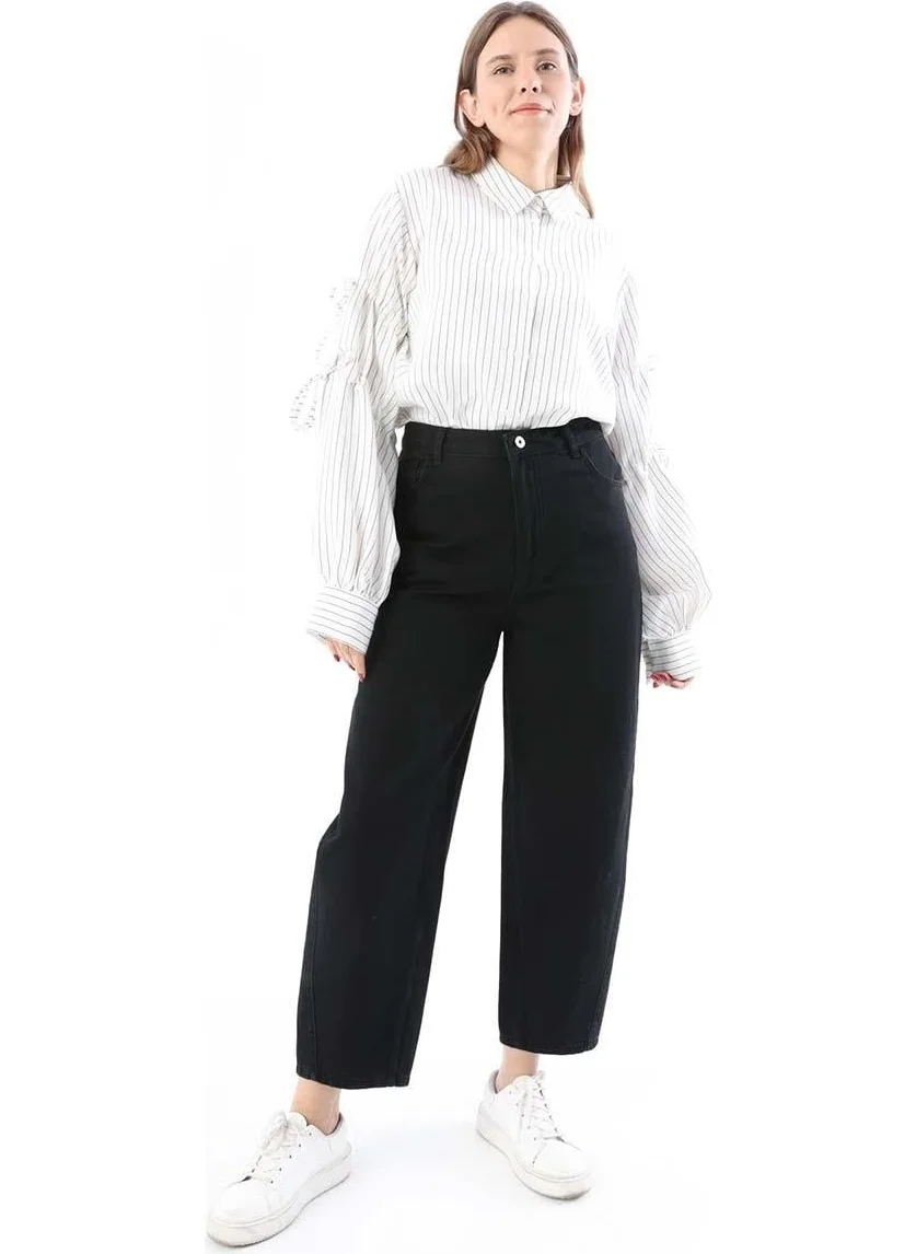 Allday BLACK-100% Cotton Slouchy Pants