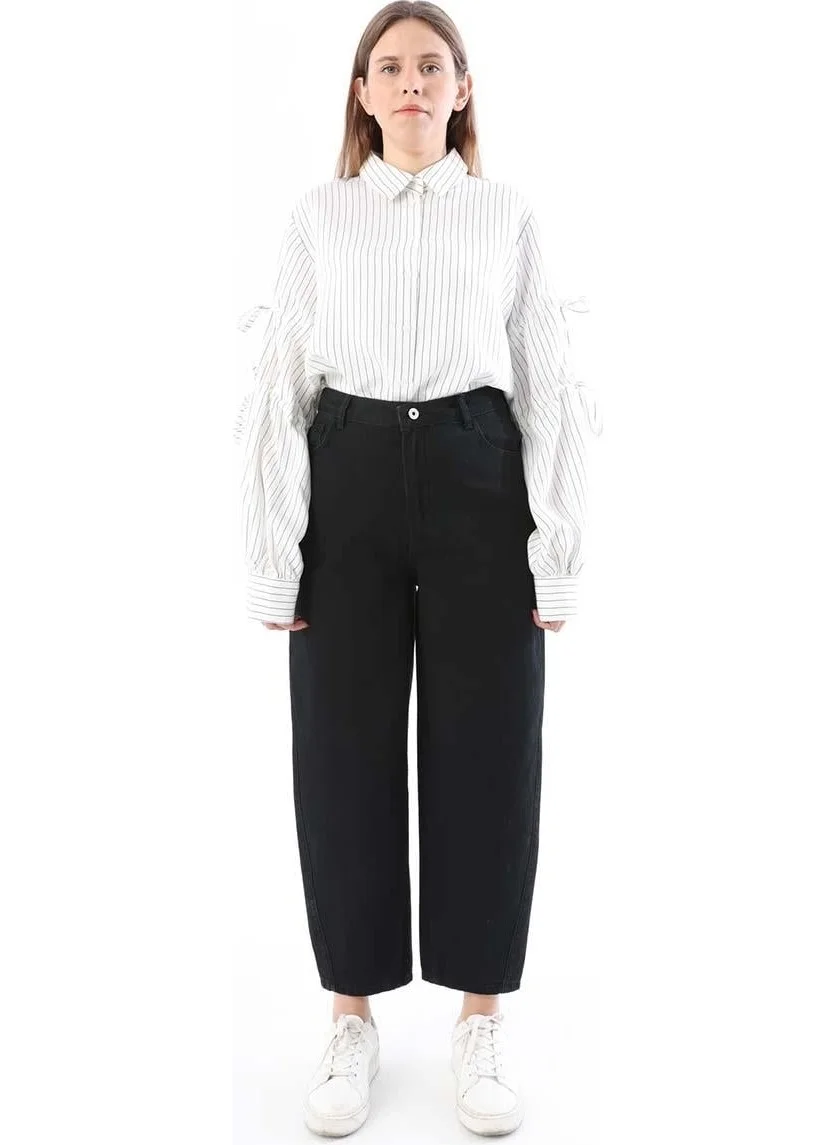 Allday BLACK-100% Cotton Slouchy Pants