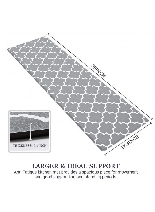 WISELIFE Kitchen Mat, Cushioned Anti-Fatigue 17.3"x 59" Waterproof Non-Slip Heavy Duty Ergonomic Comfort Rugs for Floor Home, Office, Sink, Laundry, Grey - Image 1