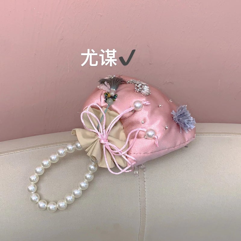 New Chinese Sweet Guofeng Sachet-Shaped Bag Flower Beaded Shiny Diamond-Studded Hand Crossbody Bag - Image 5