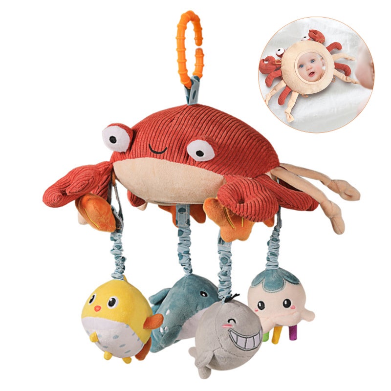Baby Hanging Toys Crib Mobile Hanging Toy with Tummy Time Mirror Activity Plush Animal Stroller Baby Toy for Newborn Infant Toddlers - Image 1