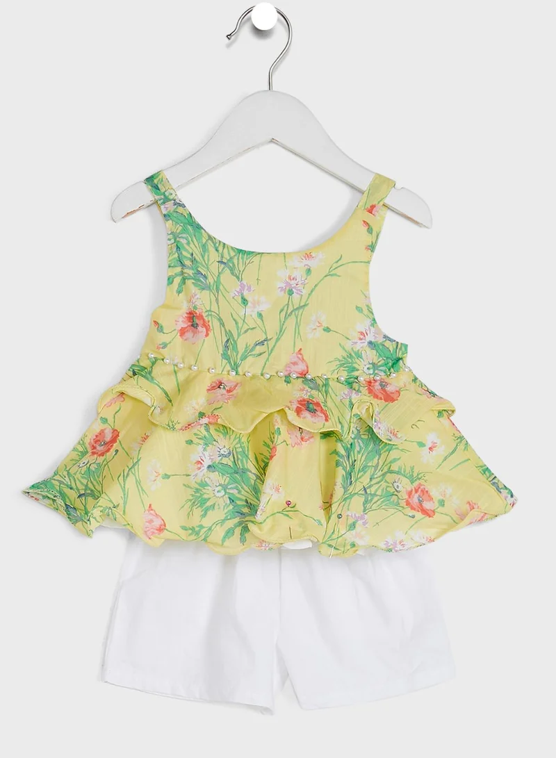 Nautinati Floral Printed Layered Top With Shorts