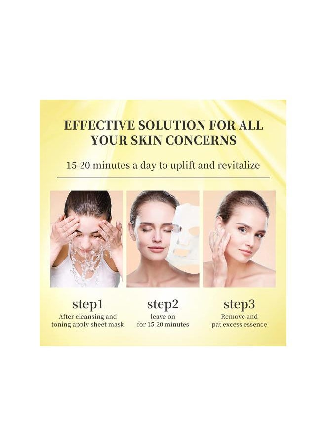 Generic - 24K Gold Face Sheet Mask Skincare, Hydrating Face Masks, Anti Aging Face Mask for All Skin Types - Firming, Hydrates & Brightens, Moisturizing Facial Sheet Mask Skin Care For Women, Pack of 10 - Image 1