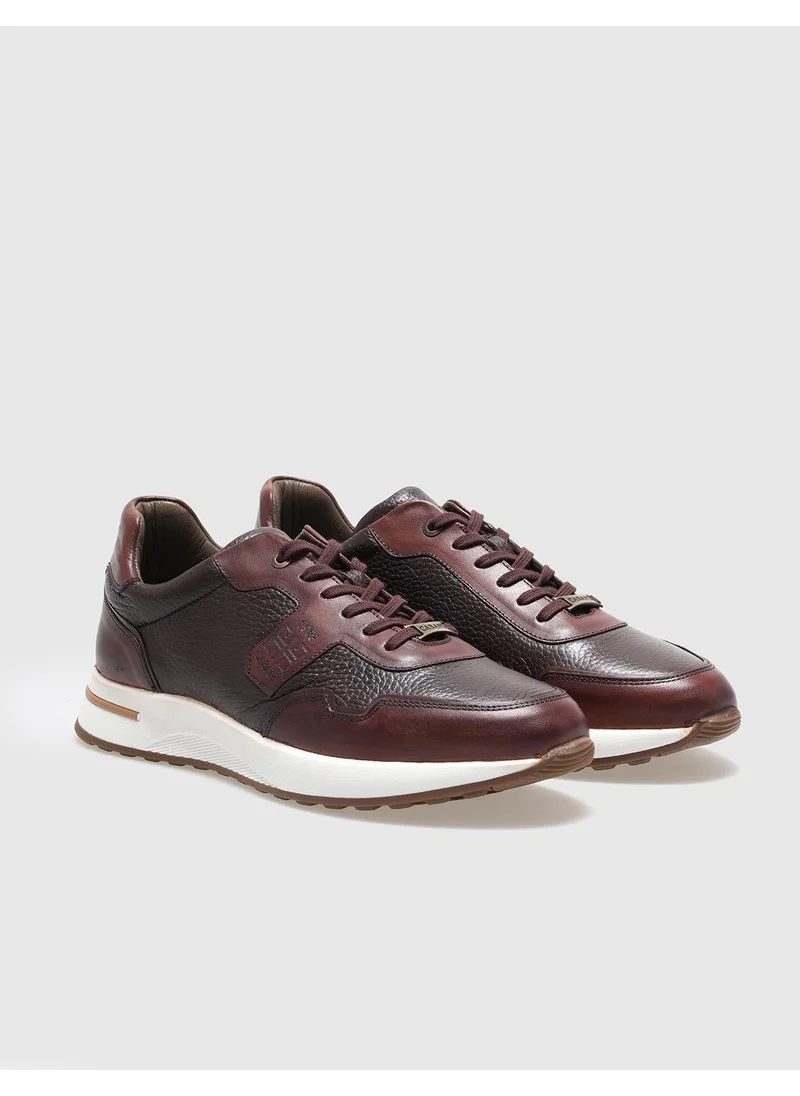 كاباني Leather Brown Lace-Up Men's Sports Shoes