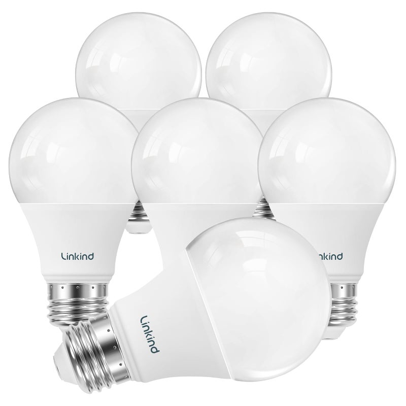 Linkind A19 LED Light Bulb, 60W Equivalent Light Bulbs, 8.5W 5000K Daylight, 840 Lumens Non-Dimmable LED Bulb, E26 Standard Base, Energy Efficient, 6-Pack - Image 1
