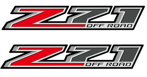 YARAKETA Set of 2 PCS Z71 Off Road Decals Stickers Compatible with Chevy Silverado Sierra Truck Pickup Bedside Auto Decoration Accessories Emblem Red and Gray - Image 1