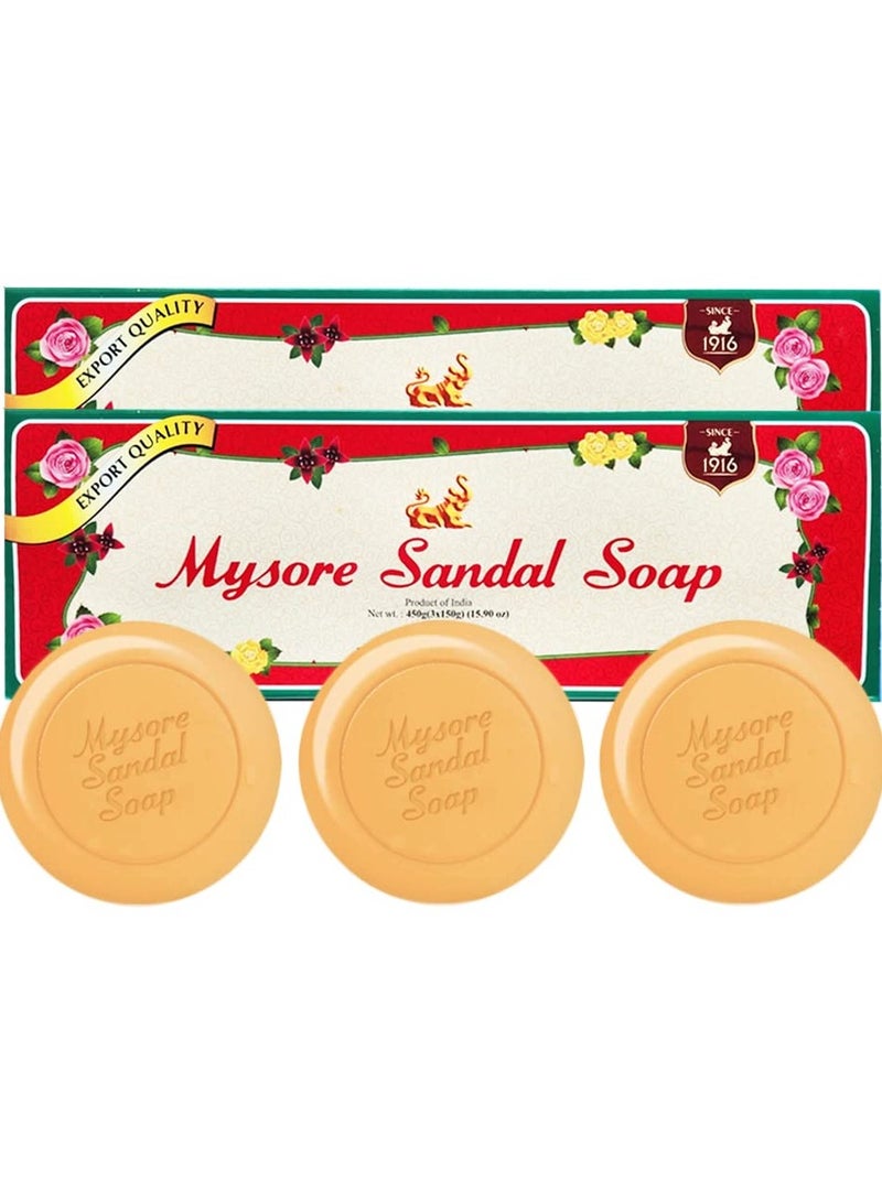 Mysore Sandal Sandalwood Oil Sandal Soap 150grams (Pack of 6) - Image 1