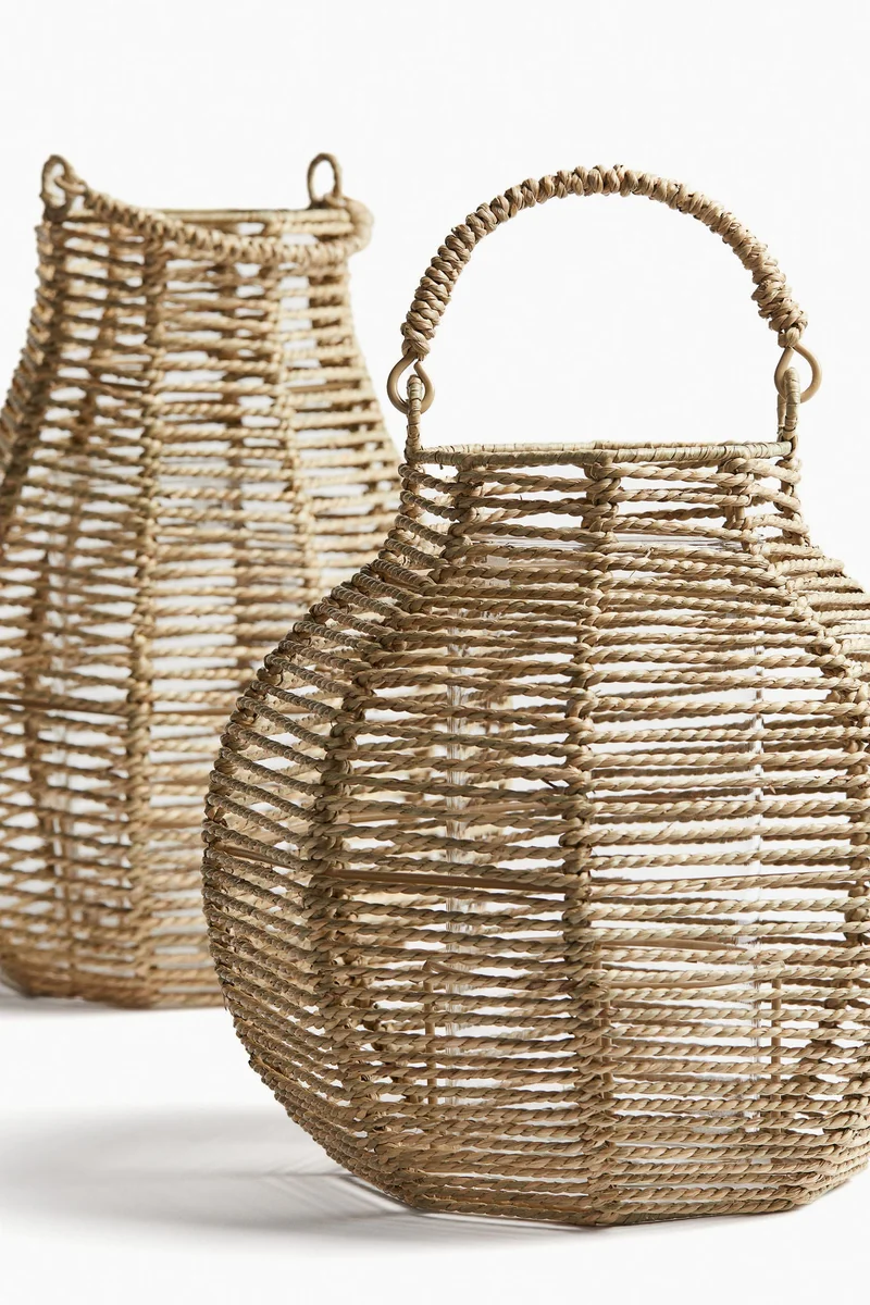 H&M Seagrass candle lantern