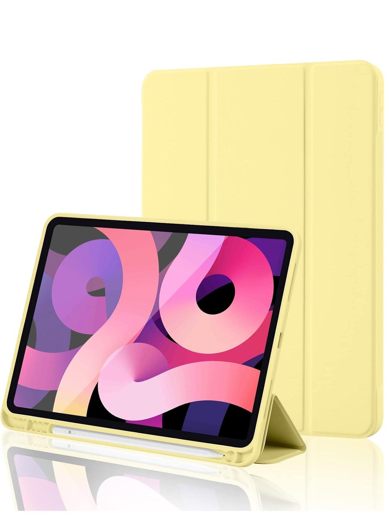 Smart Trifold Stand Case for iPad 10th Generation (10.9 Inch, 2022) with Pencil Holder - Soft TPU Back, Auto Wake/Sleep - Yellow