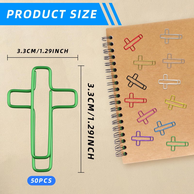 Notoke 50 PCS Multicolored Cross Paper Clips â€“ 1.34" x 0.8" Cute Christian Journaling & Bible Paper Clips Study Supplies, Ideal for Bookmarks, Notes & Gifts - Image 2