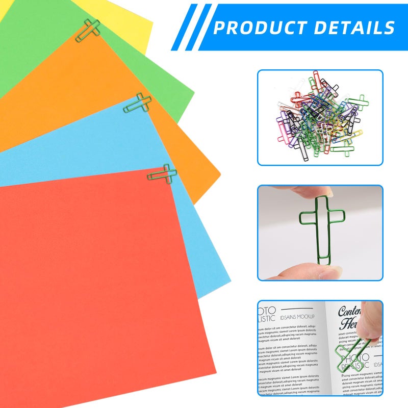 Notoke 50 PCS Multicolored Cross Paper Clips â€“ 1.34" x 0.8" Cute Christian Journaling & Bible Paper Clips Study Supplies, Ideal for Bookmarks, Notes & Gifts - Image 3