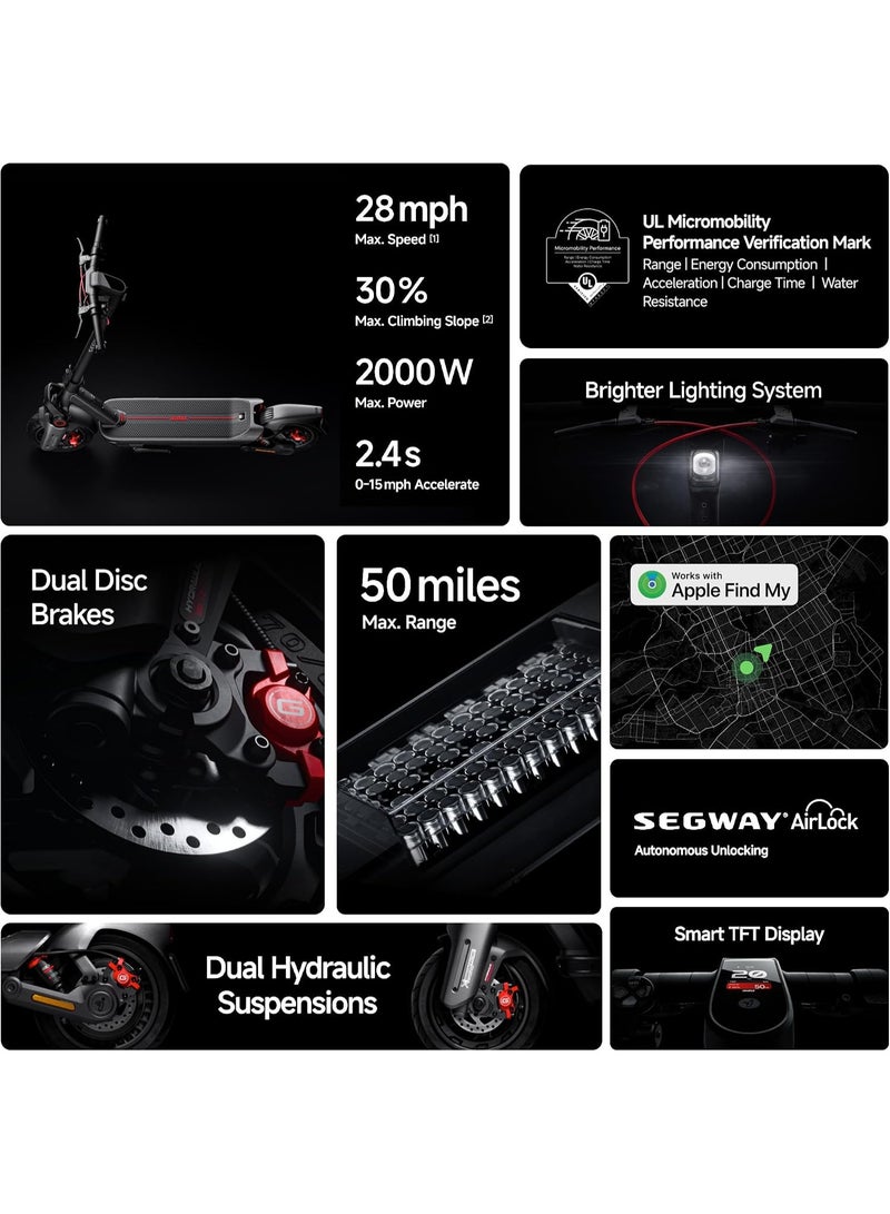 Segway-Ninebot MAX G3 Electric KickScooter (2025 Model) with 2000W Max Power, 40 km/h Top Speed, 50 km Max Range, 11" Self-Sealing Tires, Smart App Enabled, eKickScooter - Image 4