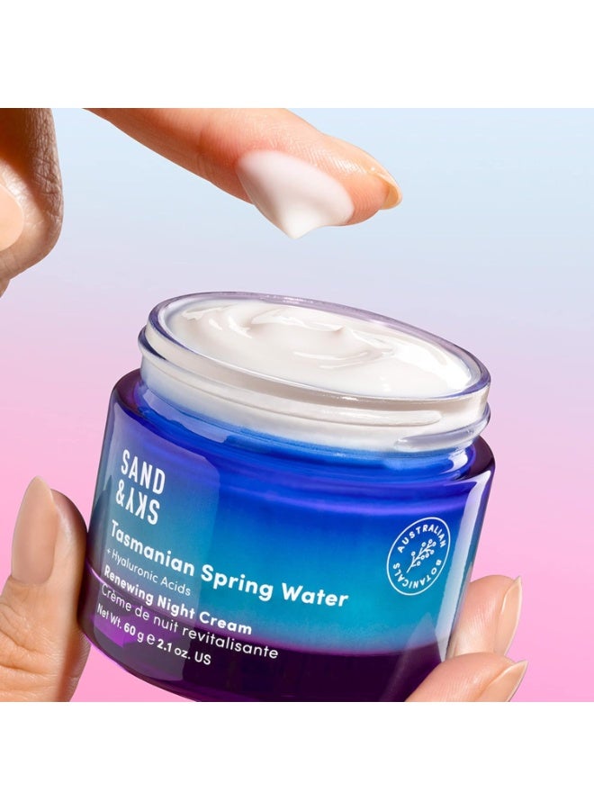 Sand & Sky Tasmanian Spring Water Deep Hydration Night Cream with 3x Hyaluronic Acid - Anti-Aging Repair Cream for Wrinkles, Boosts Collagen Production 60gm - Image 2