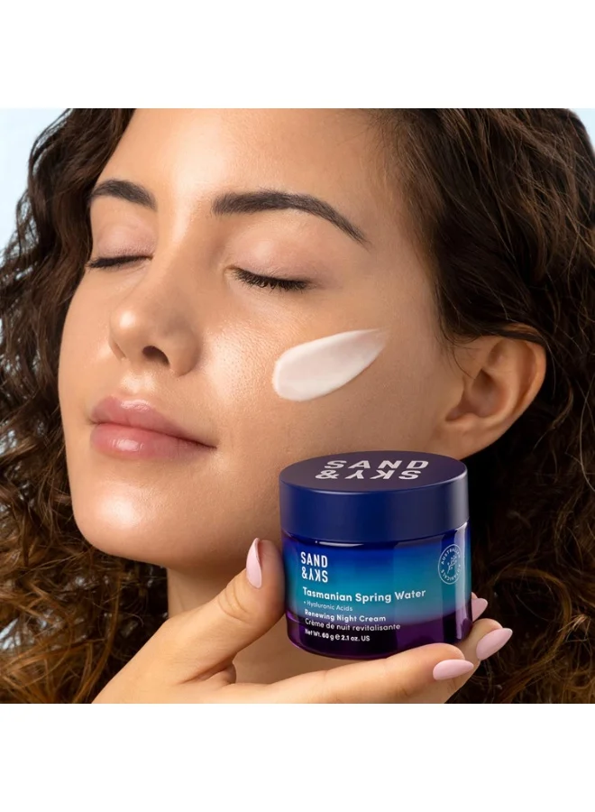 Sand & Sky  Sand & Sky Tasmanian Spring Water Deep Hydration Night Cream with 3x Hyaluronic Acid - Anti-Aging Repair Cream for Wrinkles, Boosts Collagen Production 60gm  | Best Price UAE