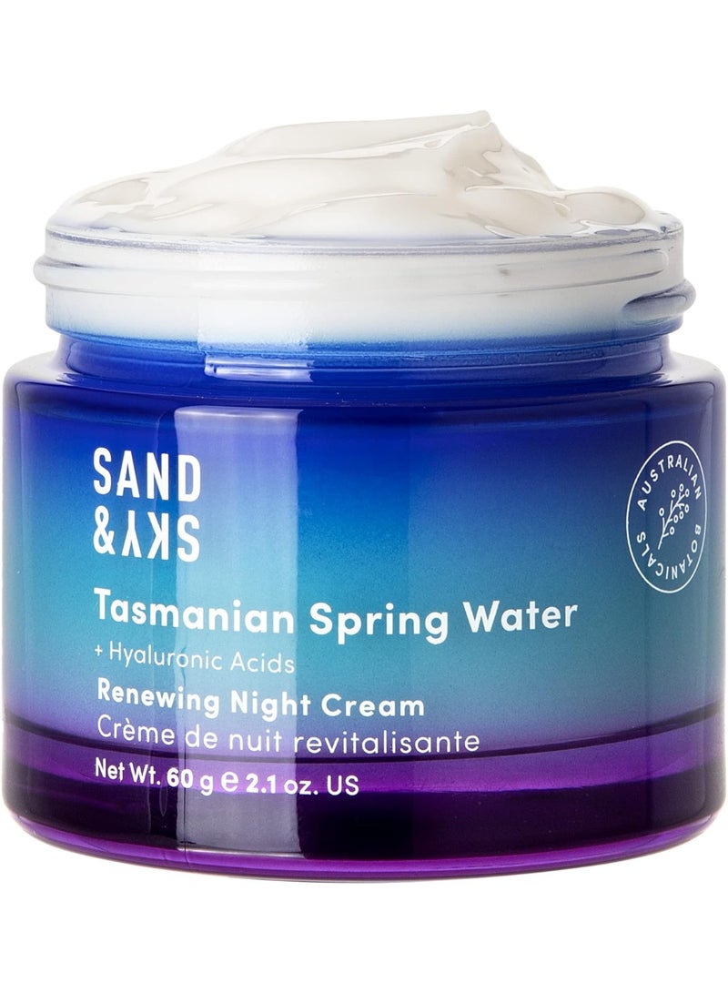 Sand & Sky Tasmanian Spring Water Deep Hydration Night Cream with 3x Hyaluronic Acid - Anti-Aging Repair Cream for Wrinkles, Boosts Collagen Production 60gm - Image 1
