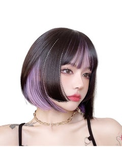Wig headband female short hair princess cut fashion summer highlights hanging ear dyed bob cosplay wig costumes dress up wig