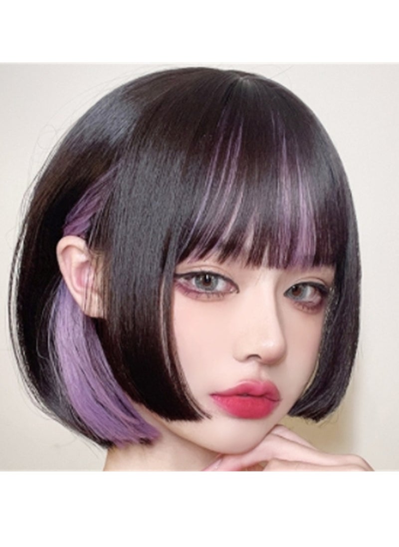 Generic - Wig headband female short hair princess cut fashion summer highlights hanging ear dyed bob cosplay wig costumes dress up wig - Image 1