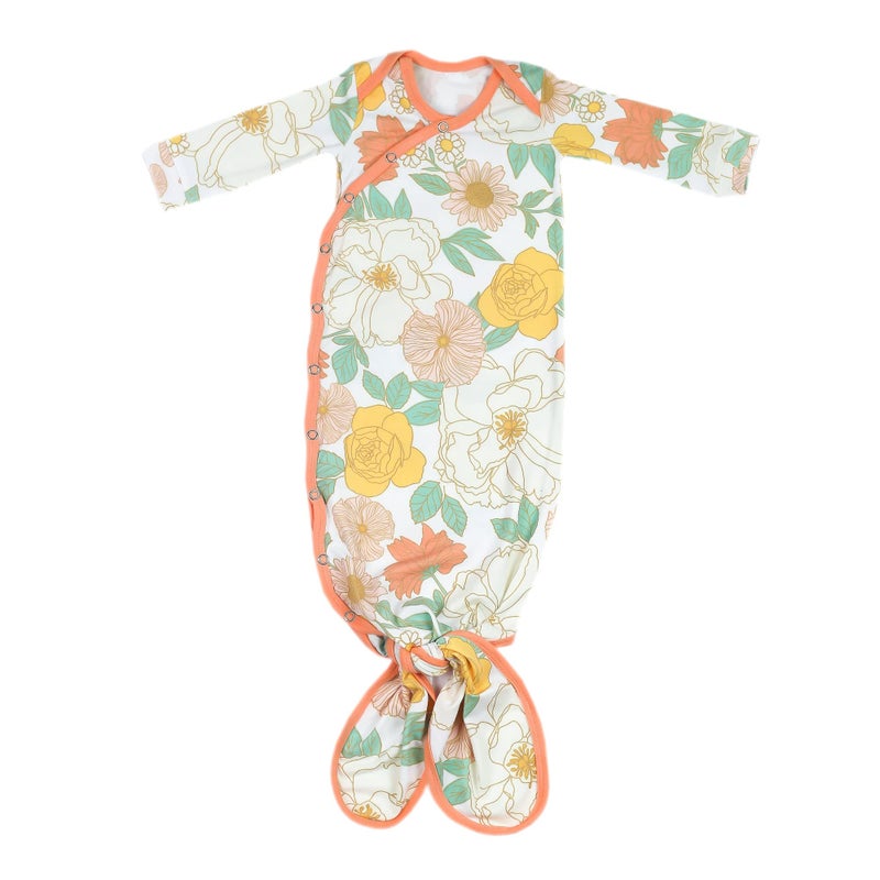 Copper Pearl Copper Pearl Baby Gown Knotted Newborn Sleepers for Baby Boy and Girl Soft Stretchy Long Sleeve Infant Gowns with Bottom Tie and Hand Mittens Perfect Hospital Coming Home Outfit Rose 