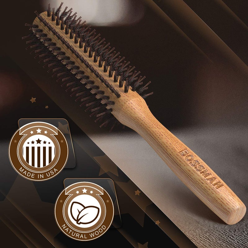 Bossman Boar & Nylon Bristle Round Hair Brush, 2 Inch - Blow Dryer Brush for Styling, Curling, Detangling, and Straightening - Image 3