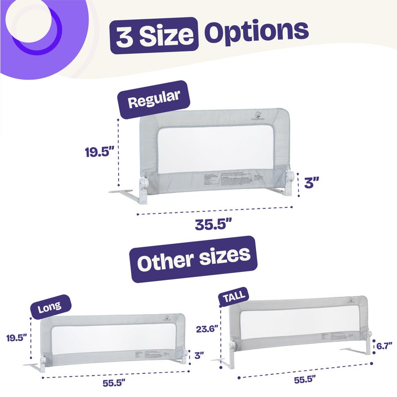 ComfyBumpy 1-Pack Bed Rail for Toddlers 35.5" L x 19.5" H | Toddler Bed Rails for Twin, Full & Toddler Bed Size | Swing Down Bed Rail Guard | Baby Bed Side Rail for Kids | Gray - Image 2