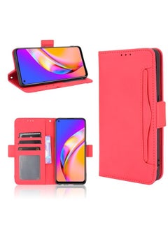 HuHa Case Cover For OPPO A94 4G/F19 Pro 4G/Reno5 F/Reno5 Lite Skin Feel Calf Pattern Horizontal Flip Leather Case with Holder & Card Slots & Photo Frame Red 