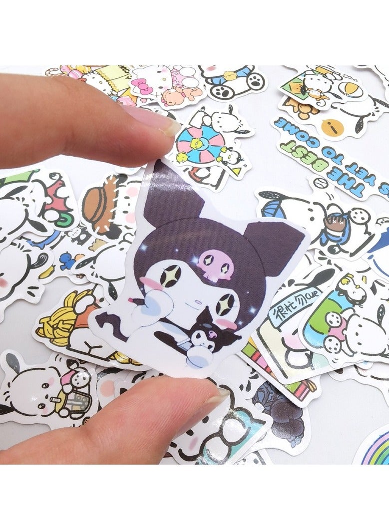 Sanrio 60+3pcs Sanrio  Kuromi  Stickers DIY Portable Phone Diary Cute Cartoon Car Sticker. - Image 4