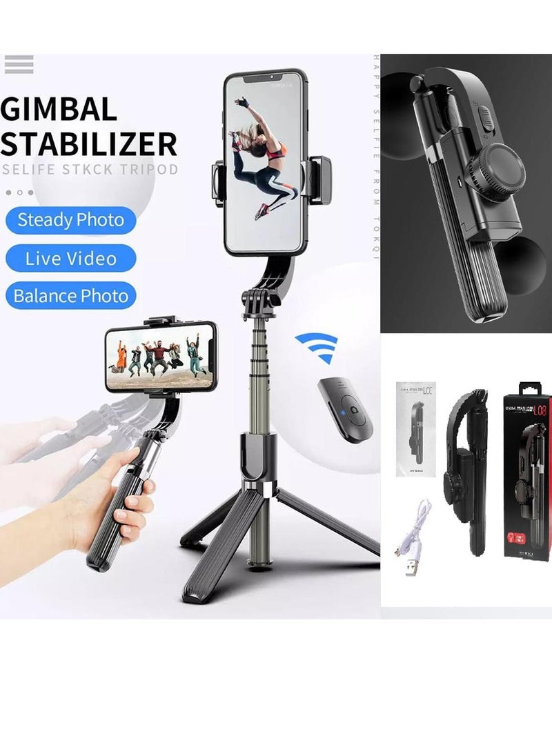 Generic - L08 Bluetooth Handheld Gimbal Stabilizer Mobile Phone Selfie Stick Holder Adjustable Selfie Stand With tripod - Image 1