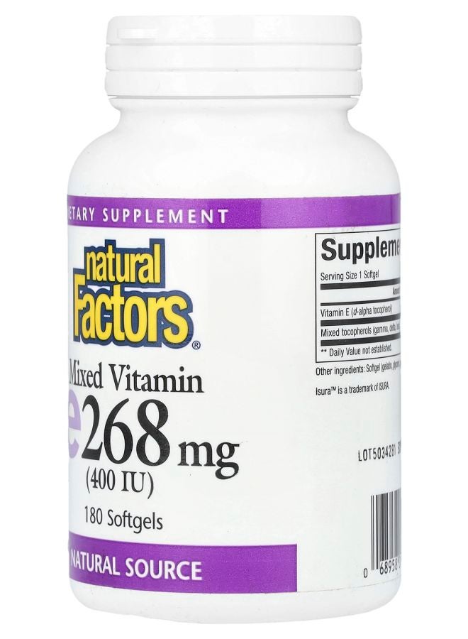 natural Factors Mixed Vitamin E 268 mg (400 IU) 180 Softgels  - Image 2