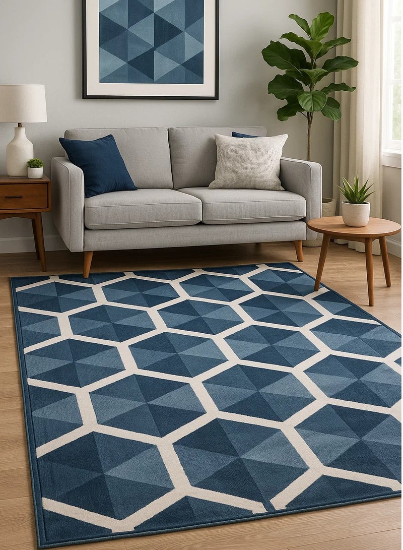 لوفت سجاد غرفة المعيشة على الطراز الحديث من كاستيلو، سجادات أرضية ناعمة، سجاد، وسائد أريكة غير قابلة للانزلاق، سجاد غرفة المعيشة قابل للغسل، مقاس 160 × 235 سم، أزرق-2-OT6-L - Image 1