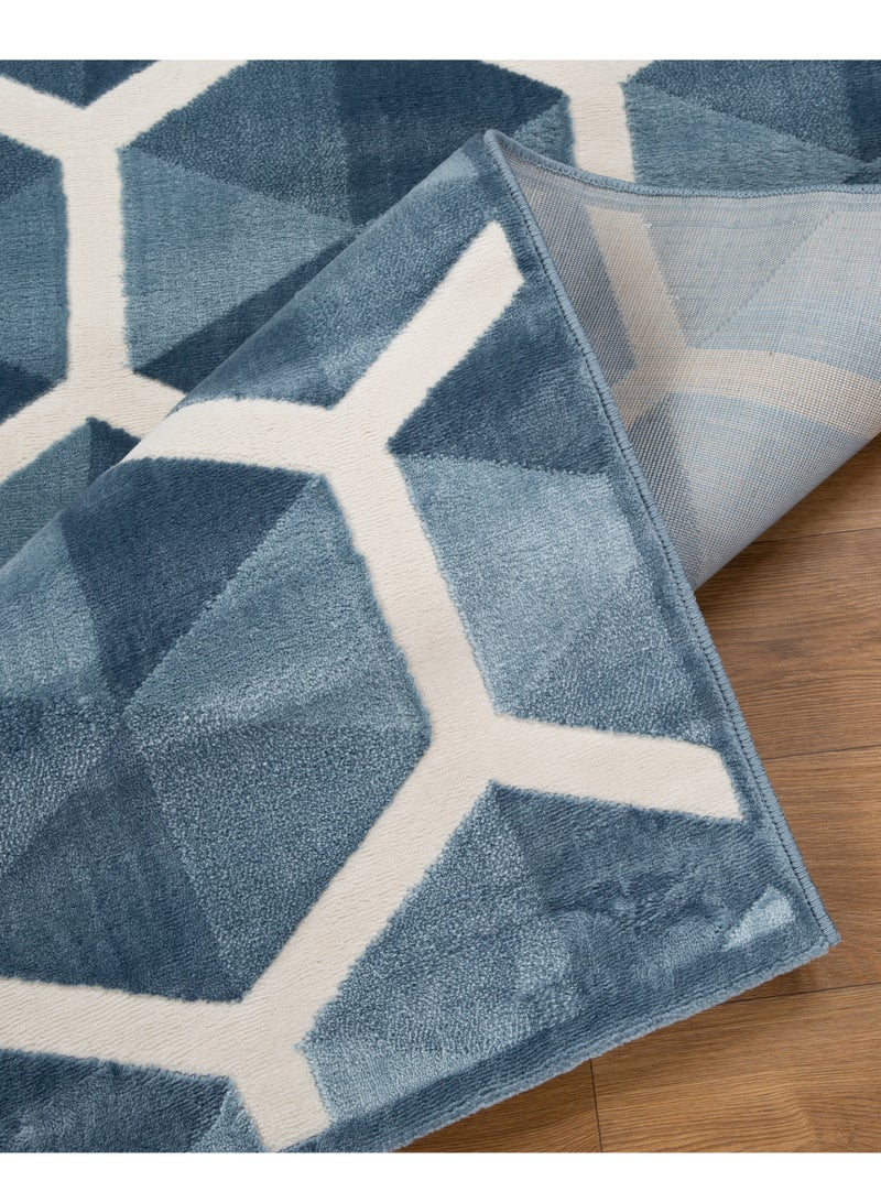 لوفت سجاد غرفة المعيشة على الطراز الحديث من كاستيلو، سجادات أرضية ناعمة، سجاد، وسائد أريكة غير قابلة للانزلاق، سجاد غرفة المعيشة قابل للغسل، مقاس 160 × 235 سم، أزرق-2-OT6-L - Image 3