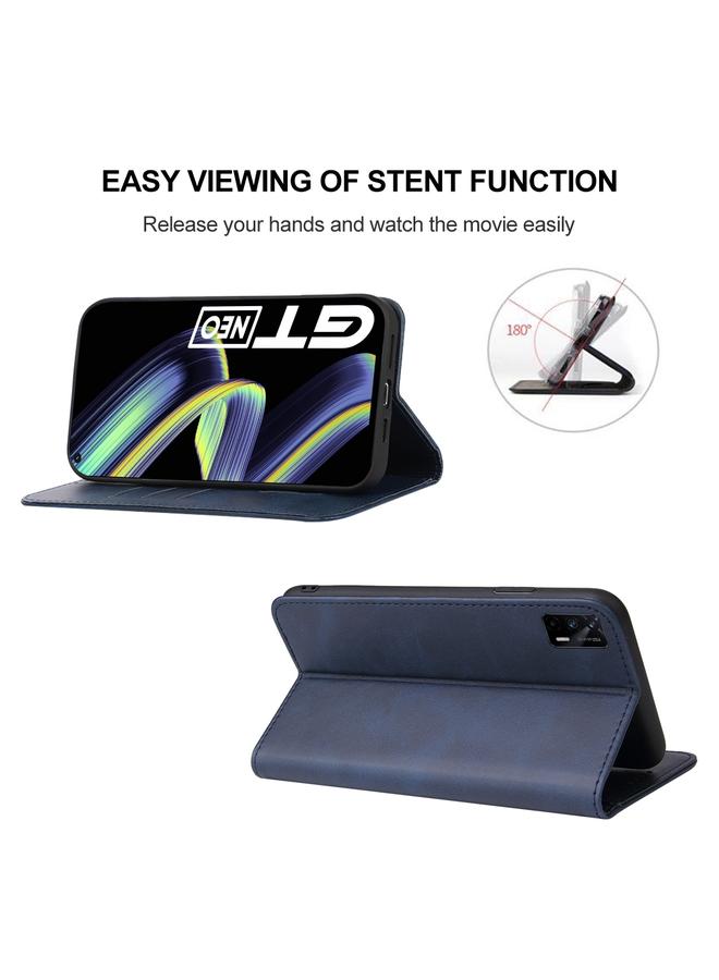 اس-توب جراب هاتف Realme GT Neo Flash بإغلاق مغناطيسي من الجلد - Image 4