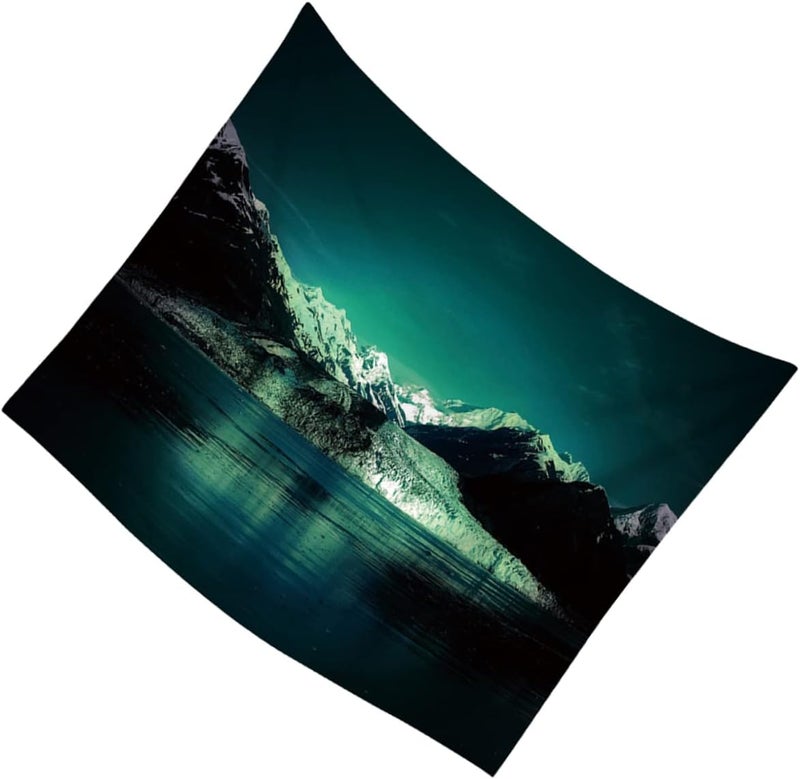 klarako 1pc Lake Towel Chic Blanket Night Backdrop Nature Wall Tapestry Landscape Charming Decorations Bedroom Hanging Mountain Scenery *cm Beach Green Sky Unique - Image 4