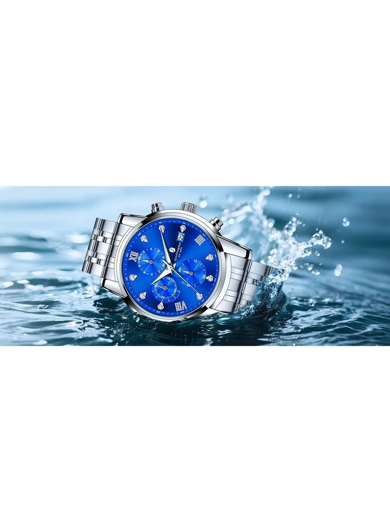Sapphero SO2209 sliver black SAPPHERO Round Stainless Steel Watch for Men, 50M Waterproof Luminous Stylish Mens Gift Wristwatch with Date Display and Analog Quartz Design for Men | Best Price UAE