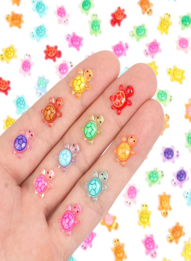 Yonseng 200pcs Mini Resin Turtles Luminous Tiny Turtle for Crafts Dollhouse Miniatures Mini Resin Things Animals for Fairy Garden Micro Landscaping Decoration Home Decor, 10 Colors(0.4 * 0.5inch) - Image 1
