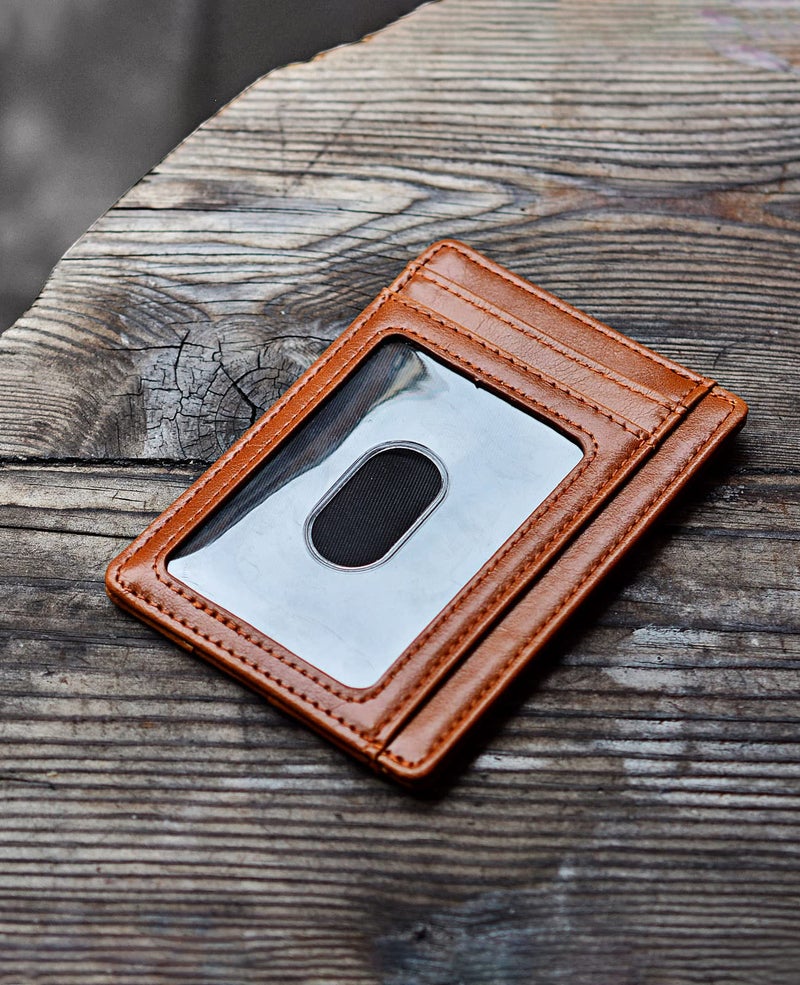 Buffway Slim Minimalist Front Pocket RFID Blocking Leather Wallets for Men and Women - Alaska Brown - Image 3