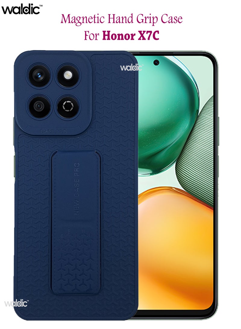 Waldic Honor X7c Premium Case | Premium Silicone Magnetic Hand Grip Case Cover Designed for Honor X7c | Honor X7c Case Camera and Drop Protection Thin Protective Back Cover Case for Honor X7c - Blue - Image 1