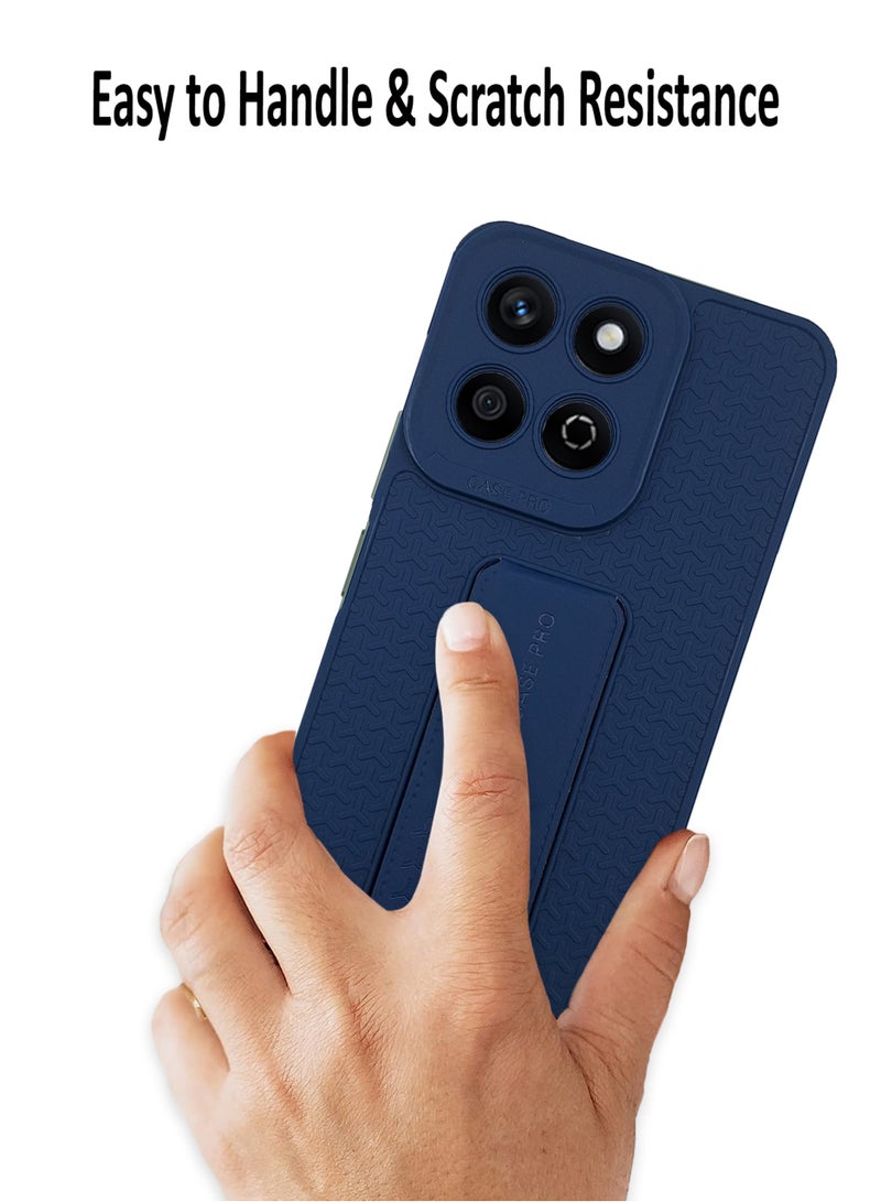 Waldic Honor X7c Premium Case | Premium Silicone Magnetic Hand Grip Case Cover Designed for Honor X7c | Honor X7c Case Camera and Drop Protection Thin Protective Back Cover Case for Honor X7c - Blue - Image 3