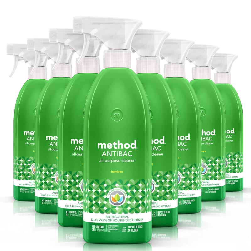 Method Antibacterial All Purpose Cleaner Spray, Bamboo, Kills 99.9% of Household Germs, 28 Fl Oz (Pack of 8) - Image 1