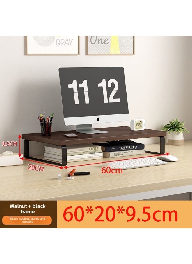 Generic - Computer Elevated Rack Monitor Bracket Pad High Base Desktop Storage Rack Bracket Desktop Storage Shelf Load-bearing-color:Walnut + Black Frame 60x20x8 Cm - Image 1