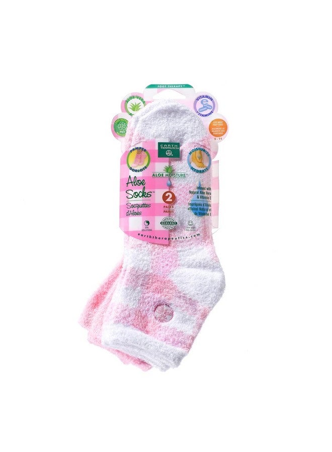 Earth Therapeutics Earth Therapeutics Aloe Socks - Double Pack - PINK PLAID (2 Pairs) - Image 1