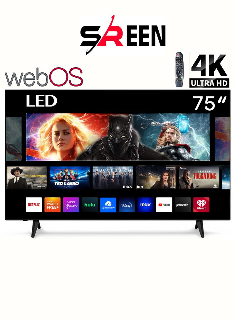 SREEN Smart Screen 75 Inches - WebOS System - LED - 4K - Without Frame - 2 Remote Control - SRET-75S4KW2 - Image 1