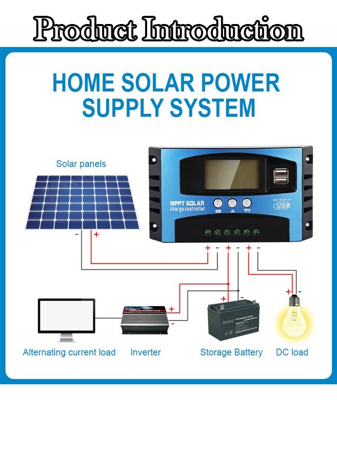 Generic - Solar Charge Controller 30A 12V/24V Auto Solar Panel Intelligent Regulator with Dual USB Port LCD Display for Lead Acid Batteries - Image 1