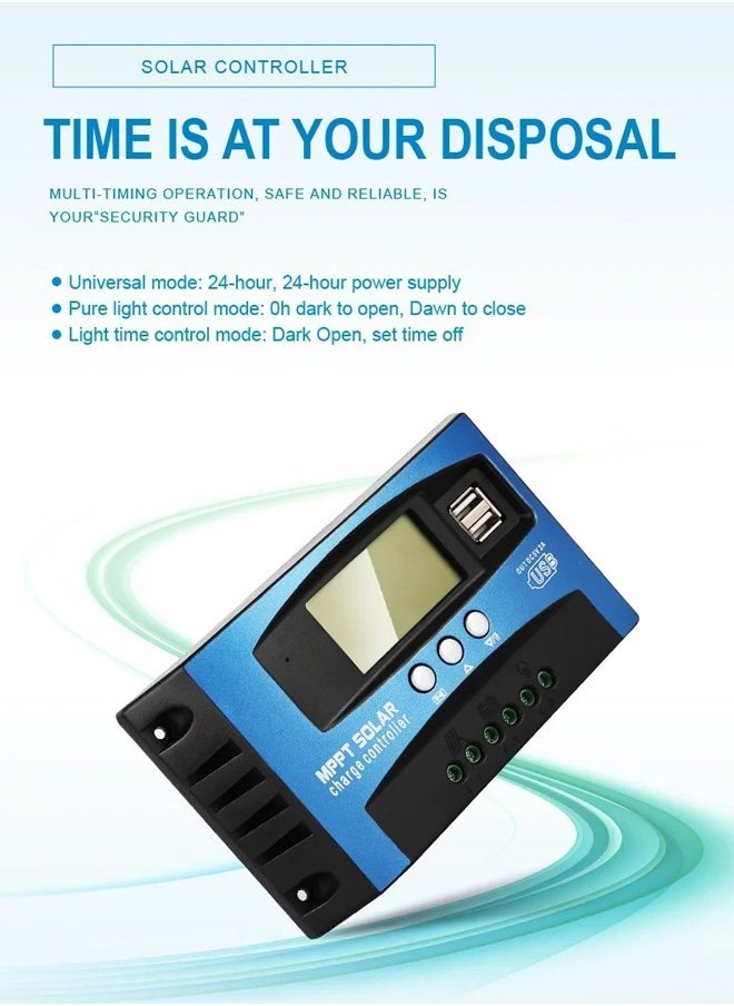 Generic - Solar Charge Controller 30A 12V/24V Auto Solar Panel Intelligent Regulator with Dual USB Port LCD Display for Lead Acid Batteries - Image 1
