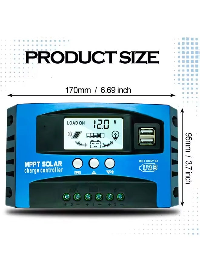 Generic - Solar Charge Controller 30A 12V/24V Auto Solar Panel Intelligent Regulator with Dual USB Port LCD Display for Lead Acid Batteries - Image 1