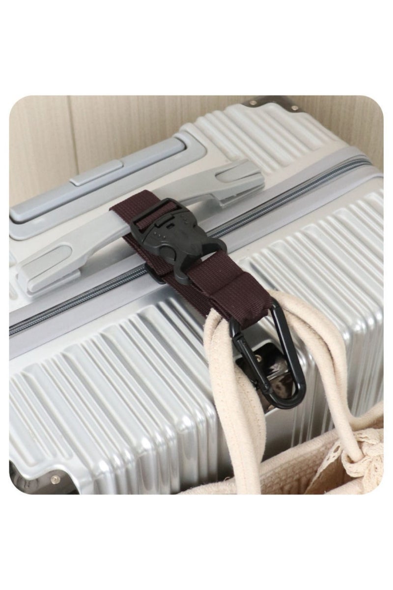 2Pcs Adjustable Luggage External Buckle Backpack Hook Outdoor Mountaineering Bag Lanyard Suitcase Strap Brown - Image 1