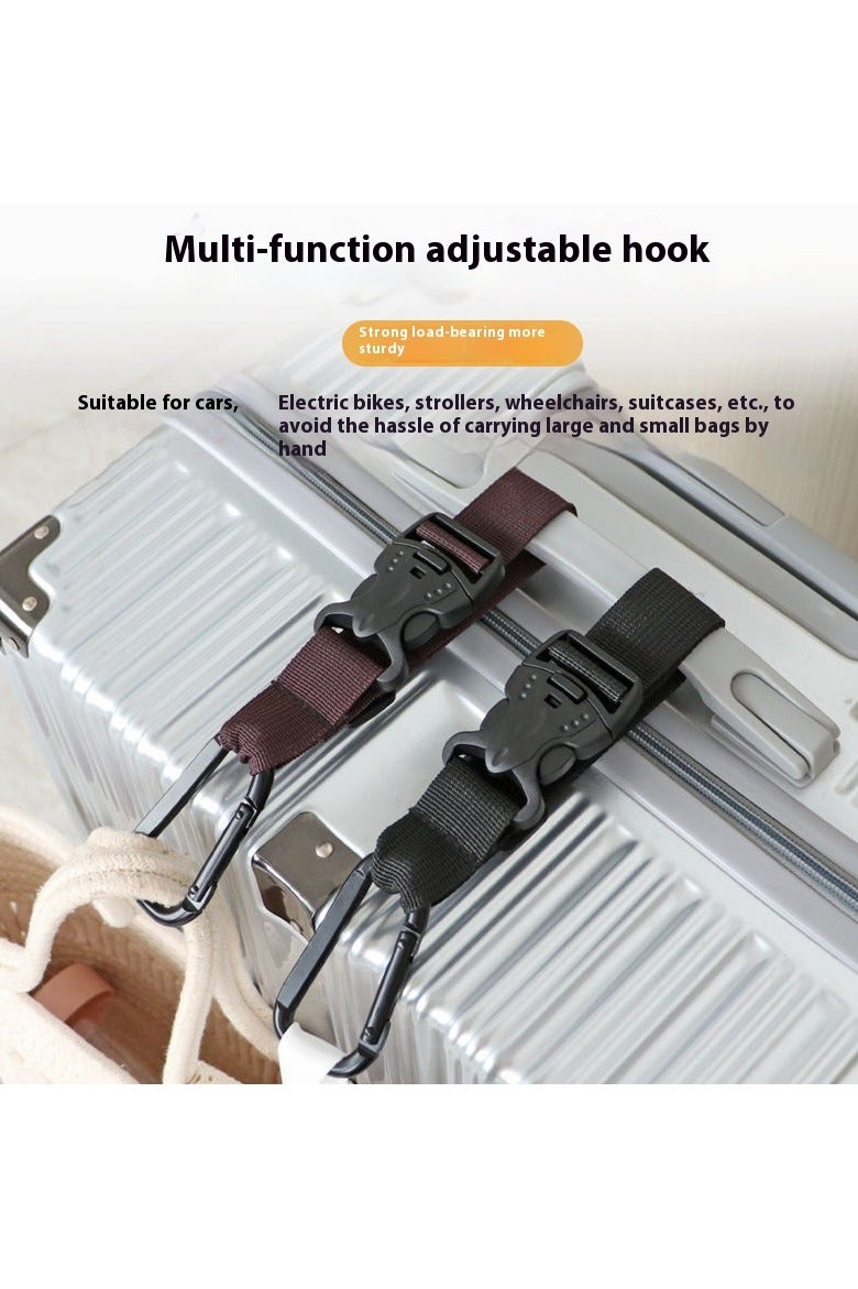 2Pcs Adjustable Luggage External Buckle Backpack Hook Outdoor Mountaineering Bag Lanyard Suitcase Strap Brown - Image 2