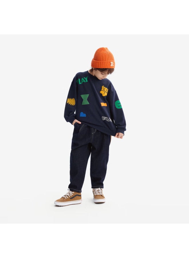 Mqd Mqd Boys' Anti-fading Jeans, Winter Style, Children's Warm Dad Pants, Dark Denim Blue, Size 170 - Image 3